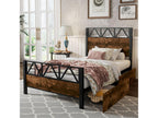 90x200cm metal bed with two drawers and vintage wood finish. Zensova Walnut MDF metal. Mattress not included. POMH31835