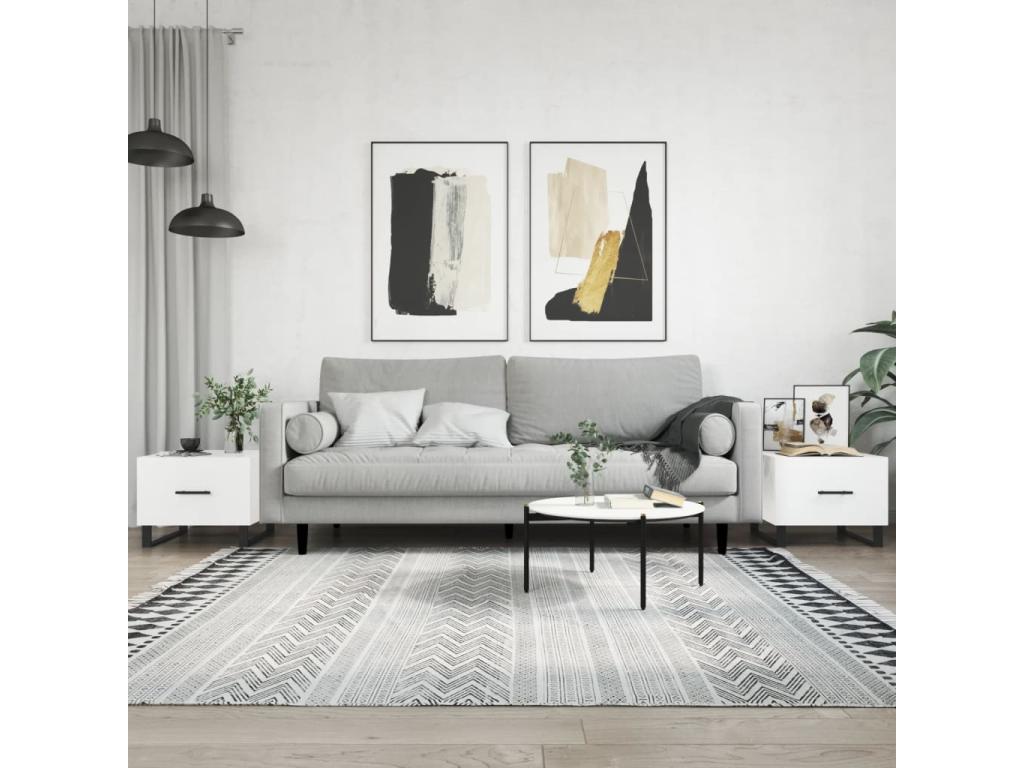 Coffee tables, 2 pieces, glossy white, 50x50x40cm, Zensovaingénierie RKIZ01722