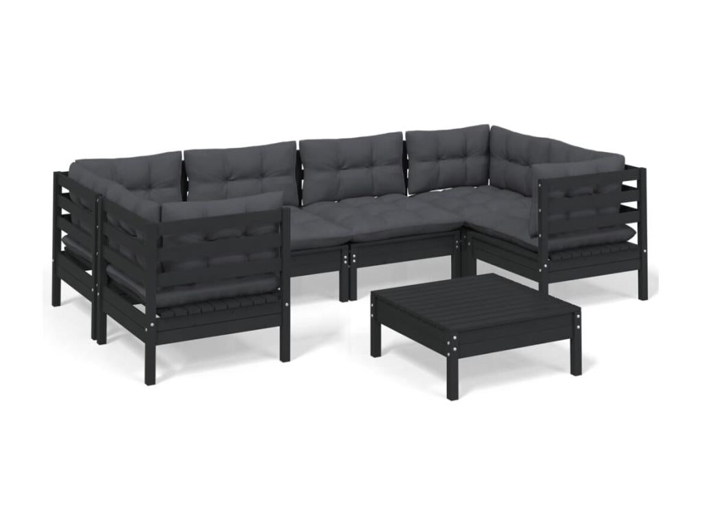 7-piece garden furniture set with cushions, Zensova pine wood TJYQ53807