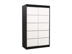Small black and white bedroom wardrobe with 2 sliding doors, 120cm, BWAU85341