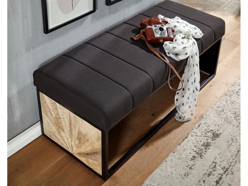 Fabric Bench 105 cm Solid Wood Upholstered Bench Hallway Bench Black YUDN92212