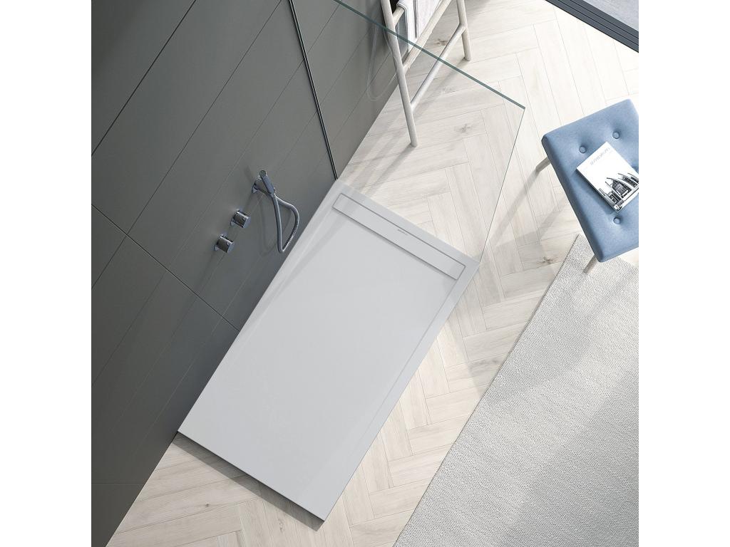 Lysvia SMART shower tray, grey 7035 smooth finish, coloured grate - 100x80 cm CGSI48683