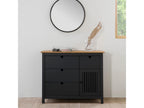 Elariva - Chest of Drawers with 4 Drawers and 1 Door, Waxed Wood and Dark Grey, SMPC50227