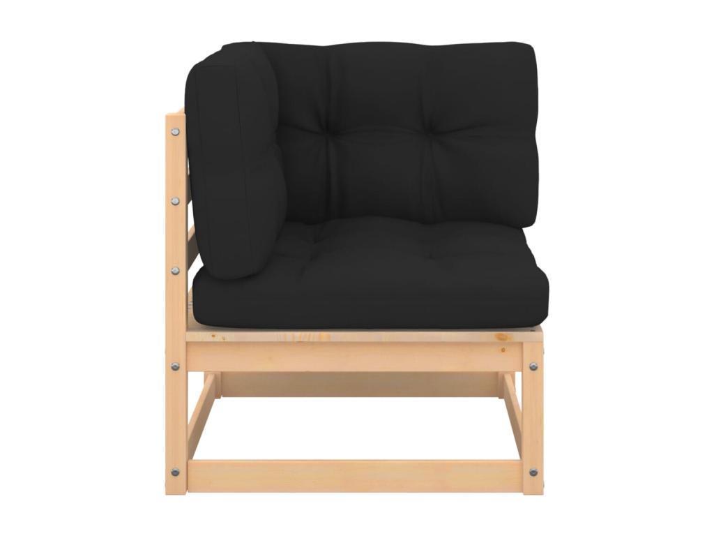 3-piece garden furniture set with cushions, solid pine wood RWLN64061