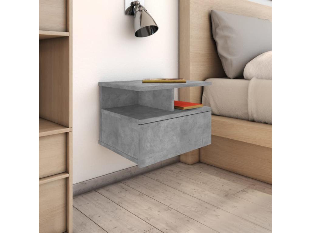 Floating bedside tables, 2 pcs, concrete grey, Zensovaingénierie TXOB28589