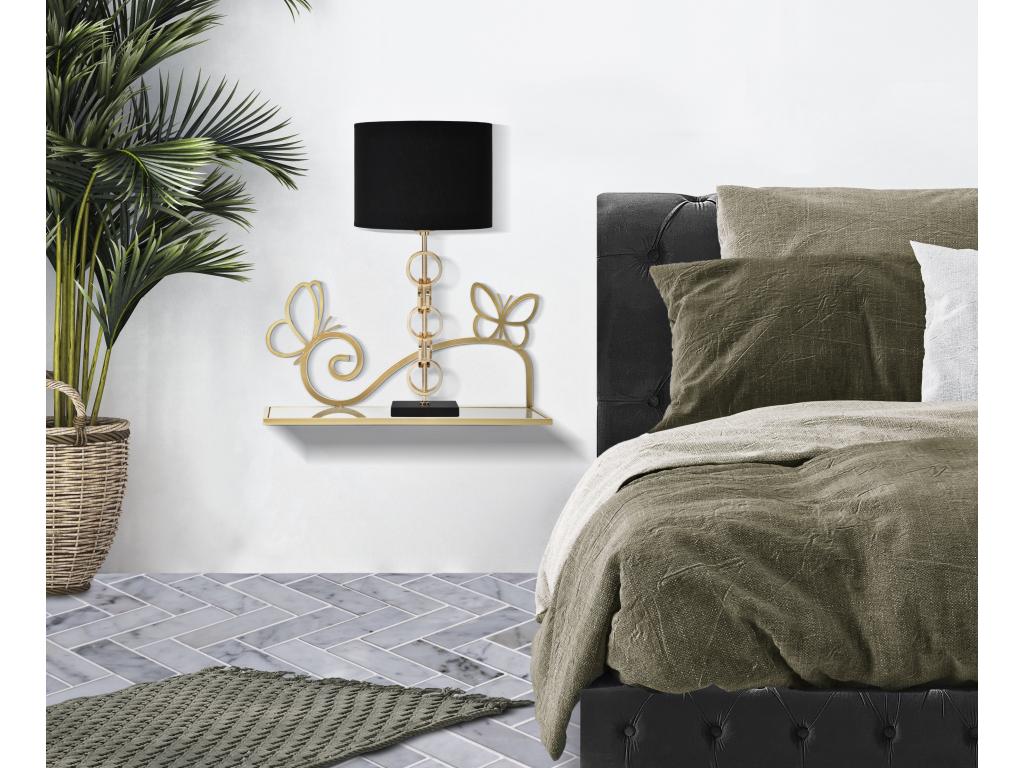 Set of 2 bedside tables with gold-tone metal shelf and mirror, 41.5x18x21 cm HQKR90101