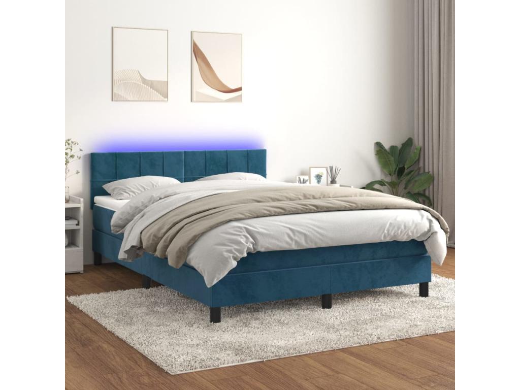 Zensova bed with LED mattress, dark blue, 140x200 cm, GAEL02588