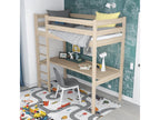 Oak loft bed with desk N05 Whitewashed Oak 80x190 LADT67256