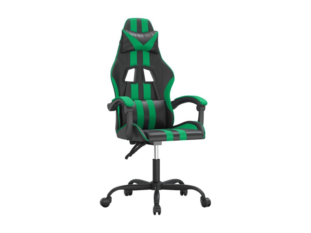 Swivel Gaming Chair Black and Green Faux Leather XKYS42131