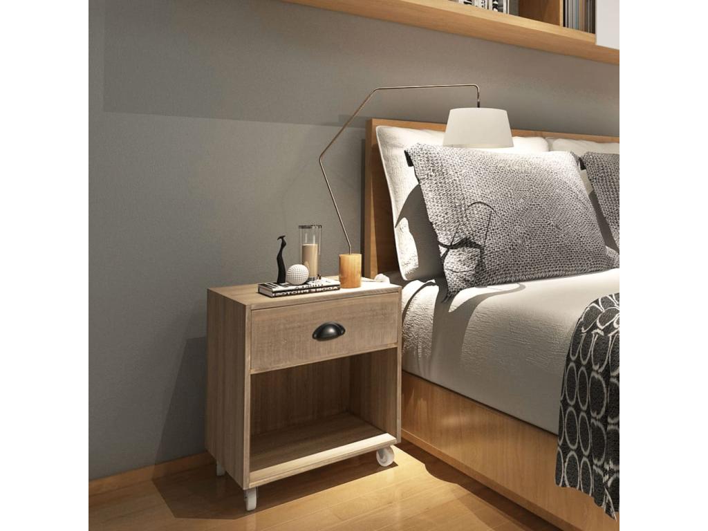 Brown solid wood bedside table CYDR84498