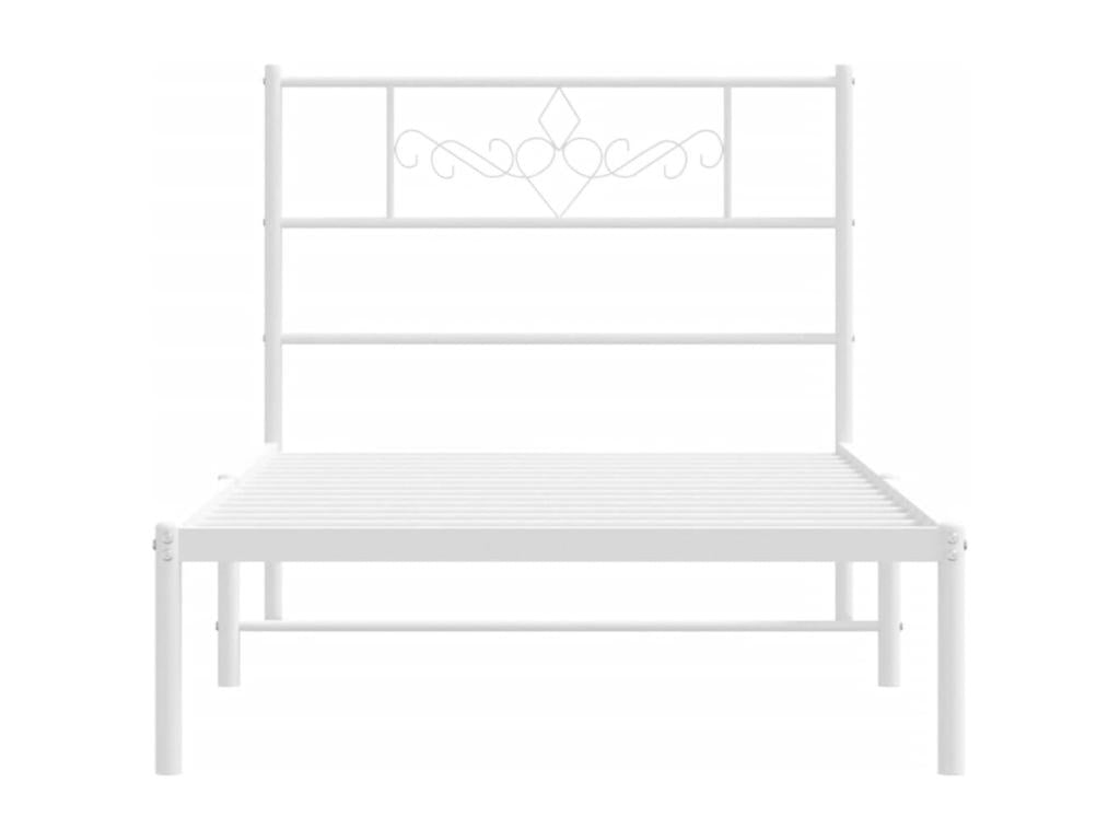 Metal bed frame with white headboard 107x203 ULCR30716