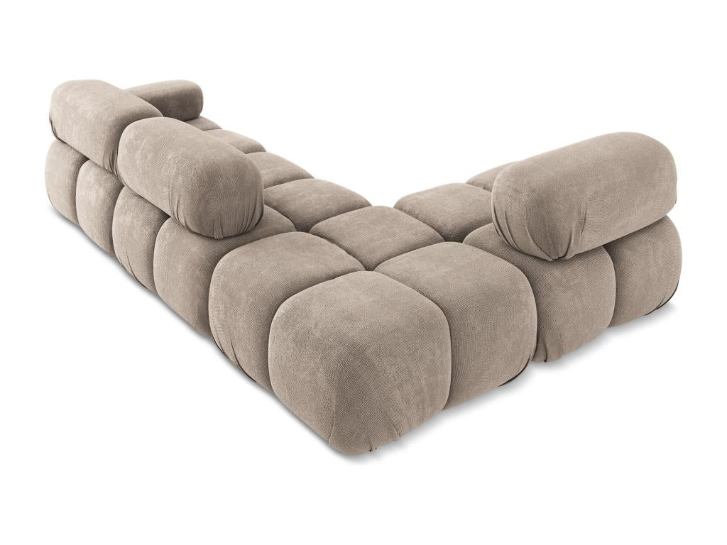 Left-facing modular corner sofa in Chenille - dark beige - Elariva AEVT73611
