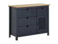 Elariva - Chest of Drawers with 4 Drawers and 1 Door, Waxed Wood and Dark Grey, SMPC50227