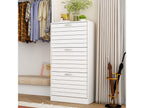 Shoe cabinet, entryway cabinet with 3 drop-down doors, holds 16 pairs of shoes, living room, 40.5x15x121cm, White, PLAC82380