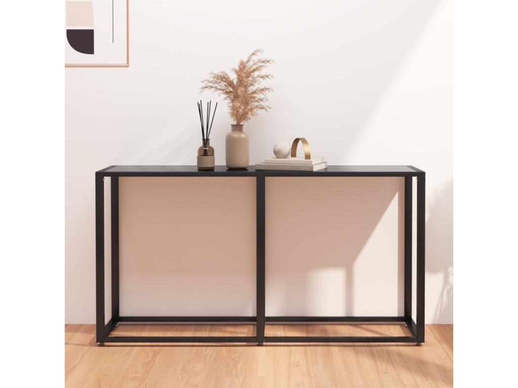 Black console table 140x35x75.5 cm Tempered glass YXUX41711