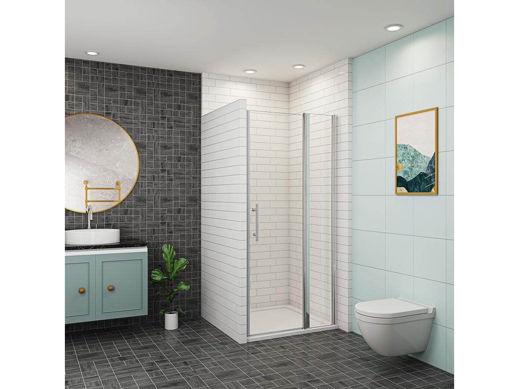 Lumenao shower door 70x197cm with 1 fixed panel in 6mm anti-limescale glass LWFY01358