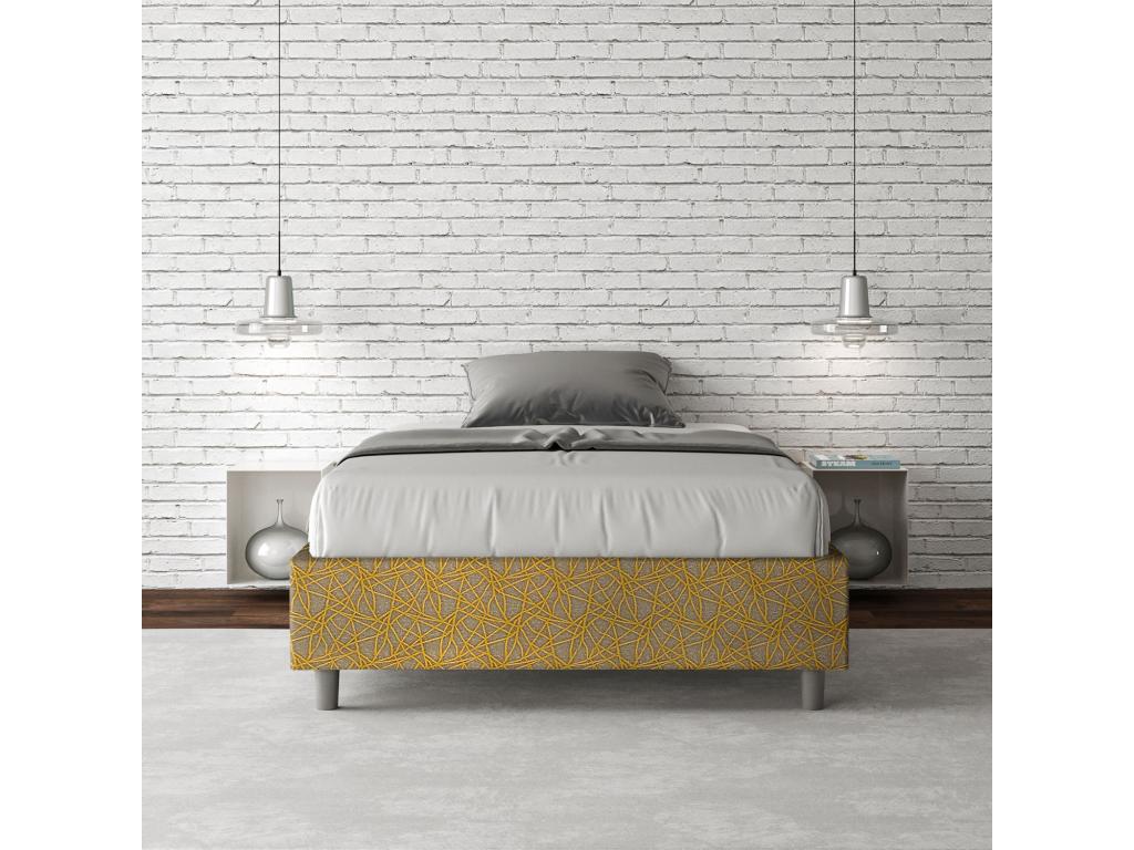 Single bed frame with storage, upholstered, 120x190 cm, Zensova 6, yellow, Zensova WUYG35645
