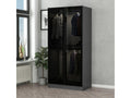 Wardrobe with 2 doors, smoked glass, black, W90xH210cm, 2 hanging rails, anthracite, OJLY58517