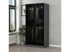 Wardrobe with 2 doors, smoked glass, black, W90xH210cm, 2 hanging rails, anthracite, OJLY58517