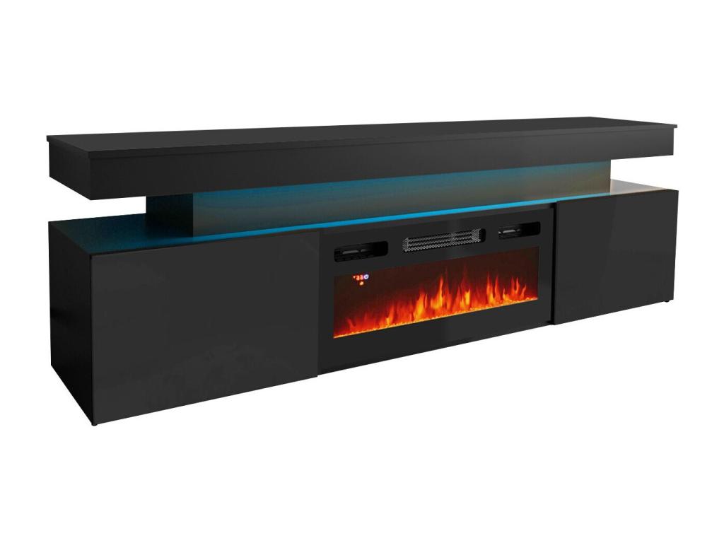 Lysvia 104 TV Stand, Black - Glossy Black, 190x59x41cm, BLSS58756