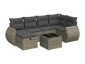 7-piece garden furniture set with cushions, grey woven resin VAPP21750