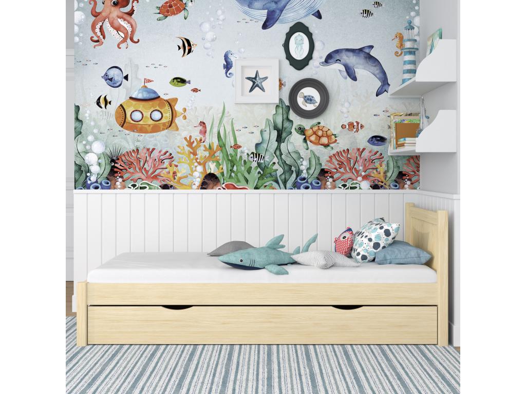 Single wooden bed - with drawer N02 Light Pine 120x180 CZIZ54081