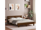 Bed frame with headboard and LED lighting, brown oak, 140x190 cm, RIMD55247