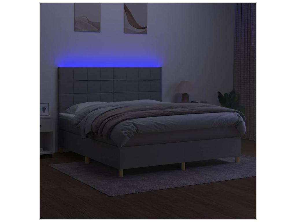 Bed base, mattress, and LED light grey 180x200 KLWA57094