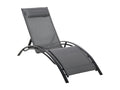 Contemporary design sun lounger, multi-position reclining, removable headrest included, aluminum and grey textilene FWRE31438