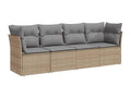 4-piece garden furniture set with cushions, beige woven resin CWUF50233