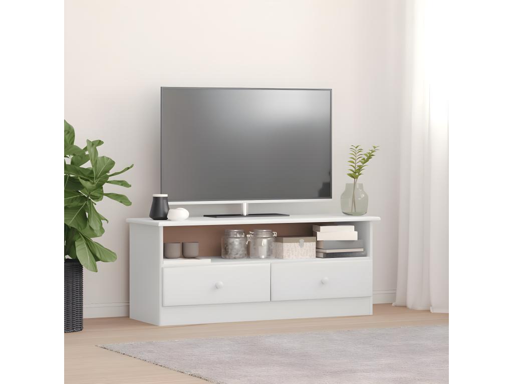 Zensova TV stand with drawers, white, 100x35x41 cm, solid pine wood, NXSL68213