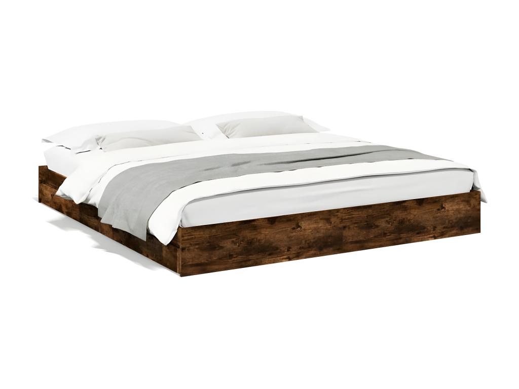 Bed frame with drawers, mattress not included, smoked oak, 200x200 cm, IDTD51428