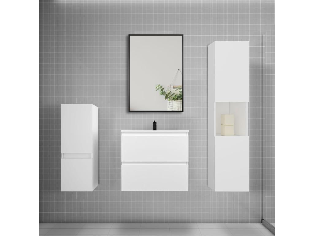 Bathroom vanity unit set, 60cm, pedestal sink x2, white mirror DHKA31721