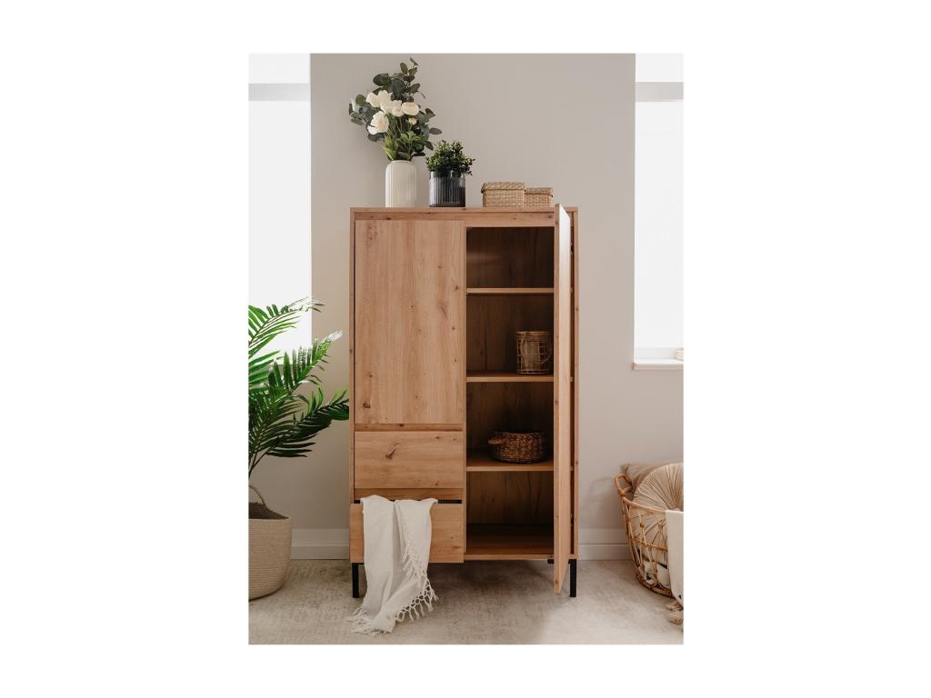 Zensova LSUF34163 High Sideboard with 2 Doors, 2 Drawers and 2 Shelves, H139 cm