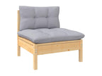 7-piece garden furniture set with grey pine wood cushions ZZCU00792
