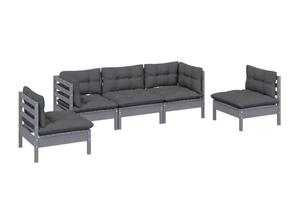 5-piece garden furniture set with cushions, solid pine wood CJOP32282