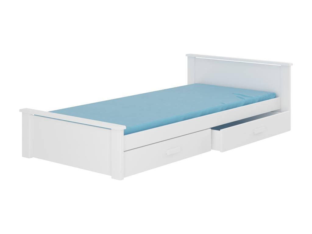Zensova ORLY91665 White Pine Wood Children's Bed 90x200 with 2 Storage Drawers