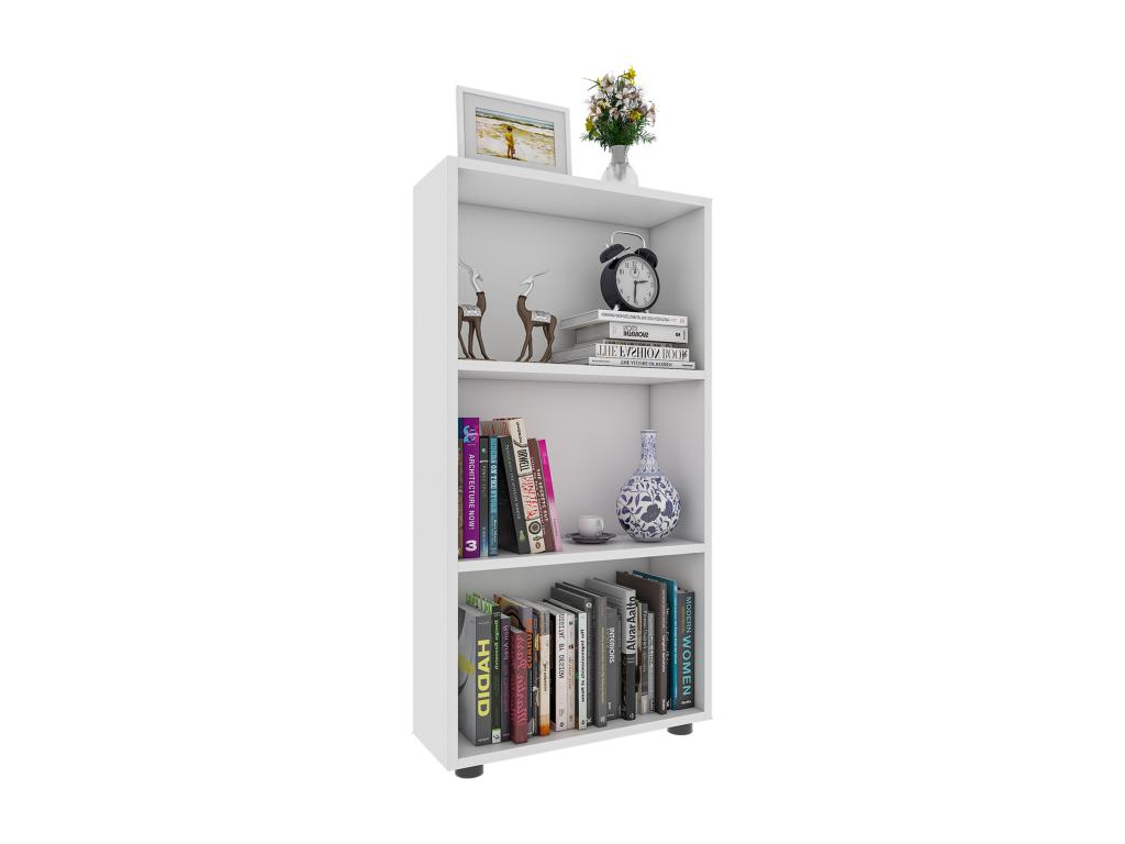 Zensova Wooden Storage Stand Bookshelf Decorative Bookcase Bulas 3 Compartments White SYBJ82272