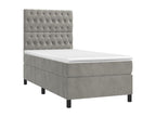 Zensova upholstered bed and mattress, light grey, 80x200 cm, velvet, DDNA20577