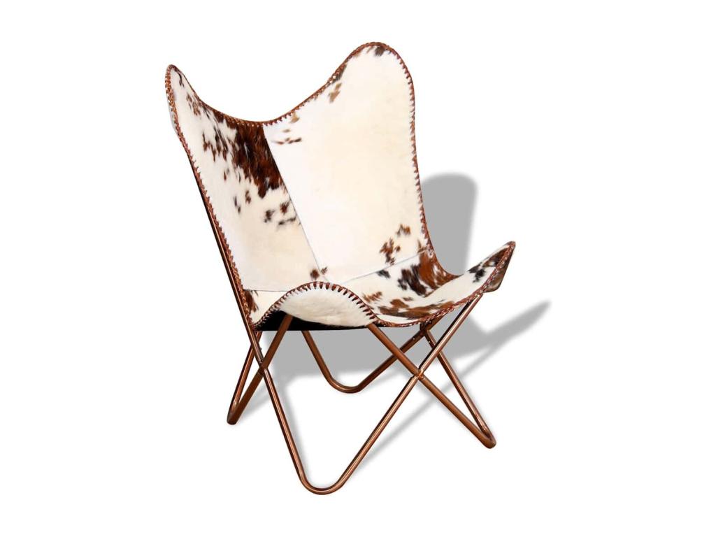 Brown and white cowhide leather chair ATMQ27403