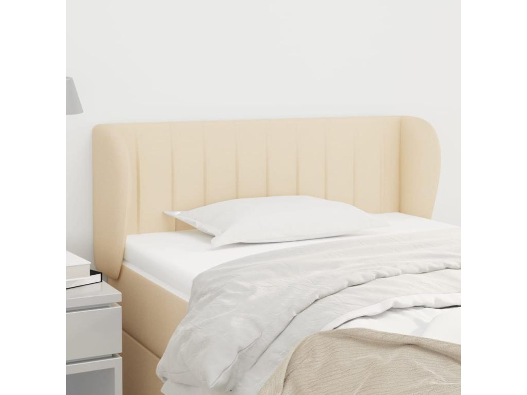 Headboard with wings, Cream, 103x23x78/88 cm, Fabric PWOZ09173