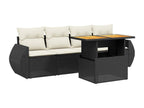 5-piece garden furniture set with cushions, black woven resin XIZC41522