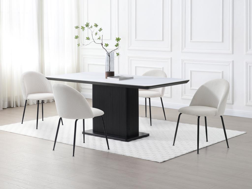 Set of 6 Zensova corduroy and stainless steel chairs - Cream - Zensova XCZF67306