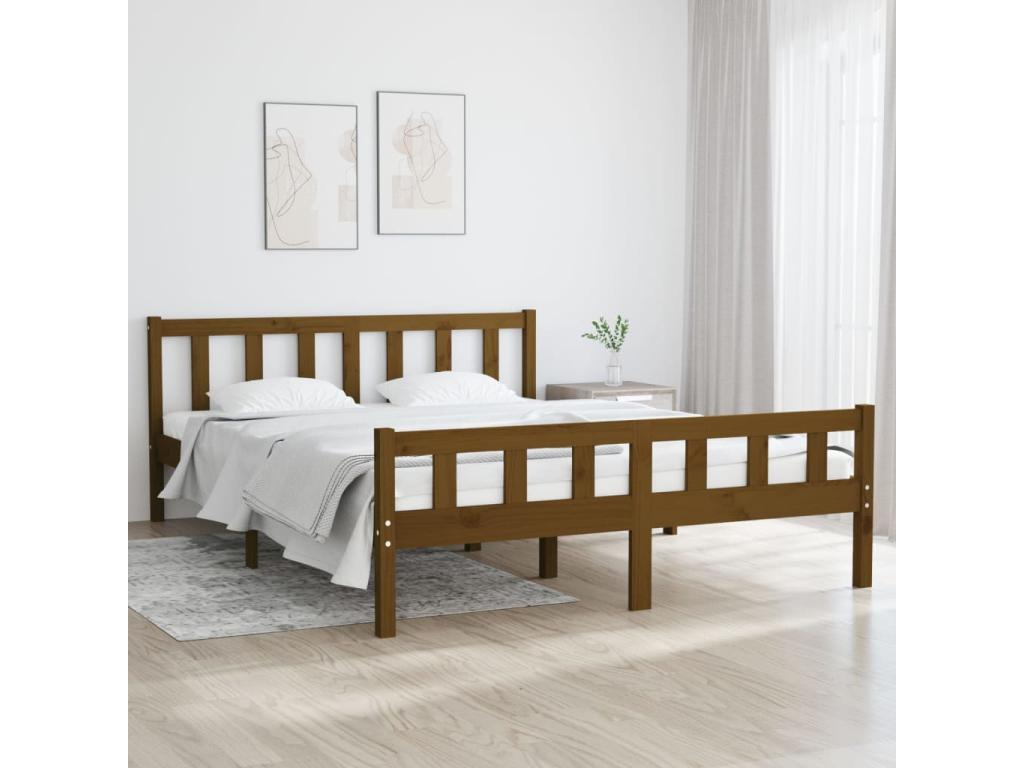 Bed frame Honey brown Solid wood 140x200 cm OUZK08319