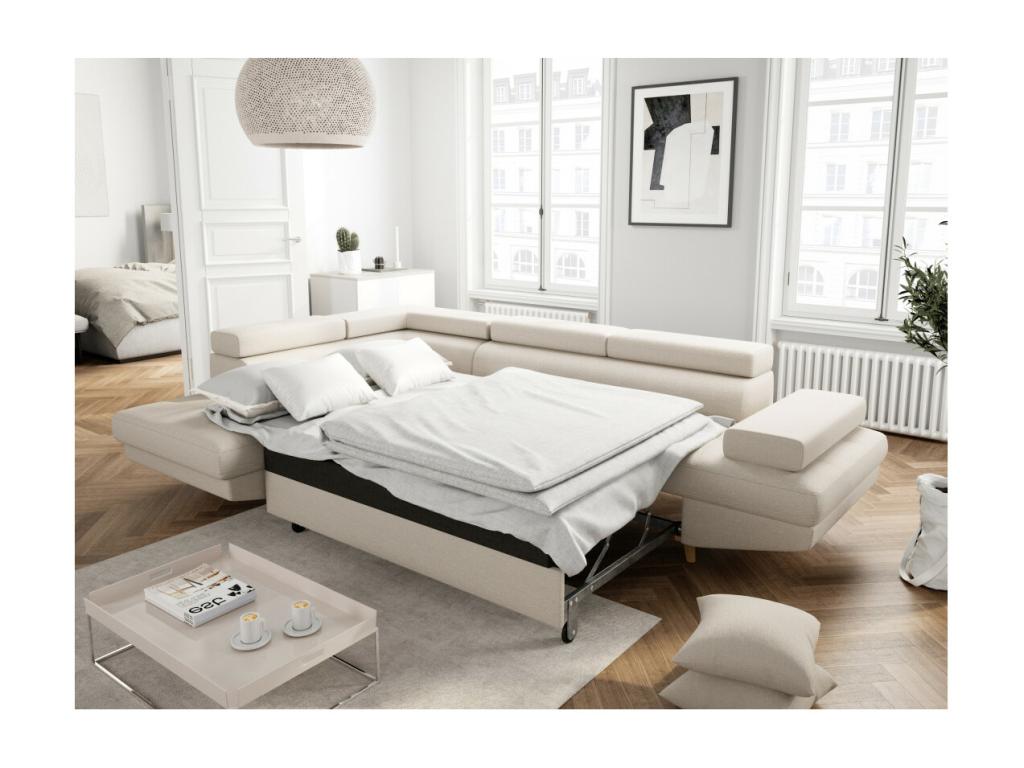 Zensova Scandinavian left-hand corner convertible sofa with storage in Zensova - Beige, wooden legs - W271 x D192 x H70cm - Zensova DBOI69488