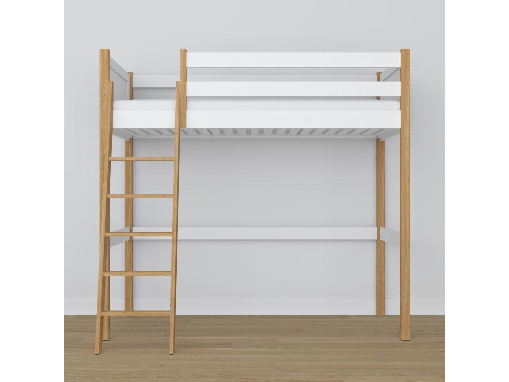 Wooden loft bed N04 White / Natural Oak 90x200 FRGM50411