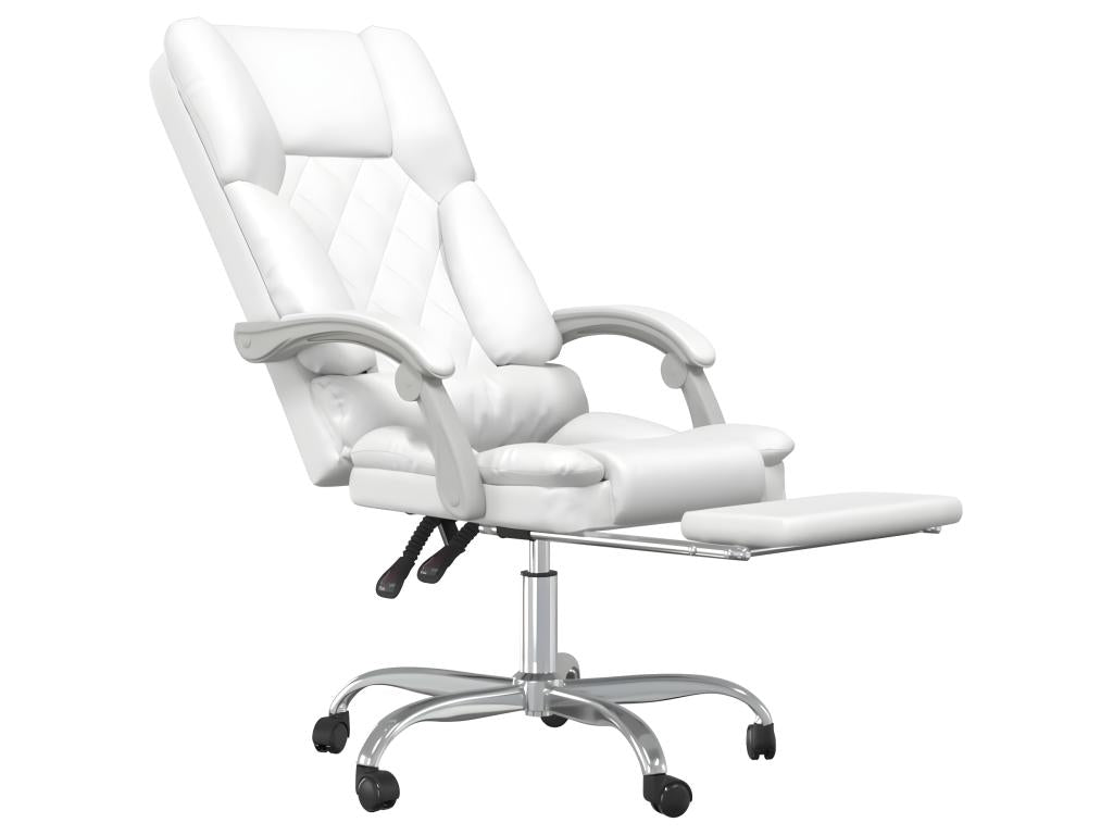 White Faux Leather Reclining Office Massage Chair TFCK26517