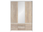 Zensova 3-Door Wardrobe, White and Wood, XTKR46672