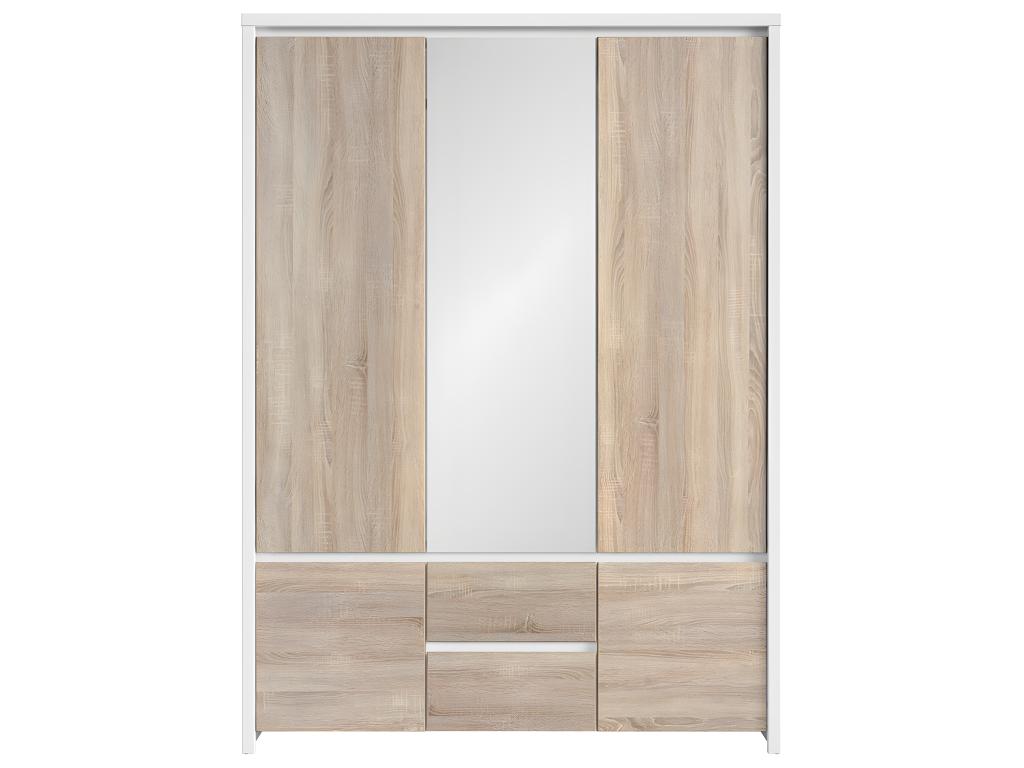 Zensova 3-Door Wardrobe, White and Wood, XTKR46672