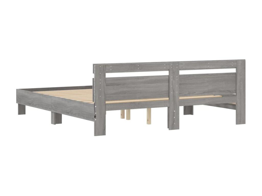 Lysvia bed frame with headboard and LED lighting, grey, 180x200 cm, HAWD46728